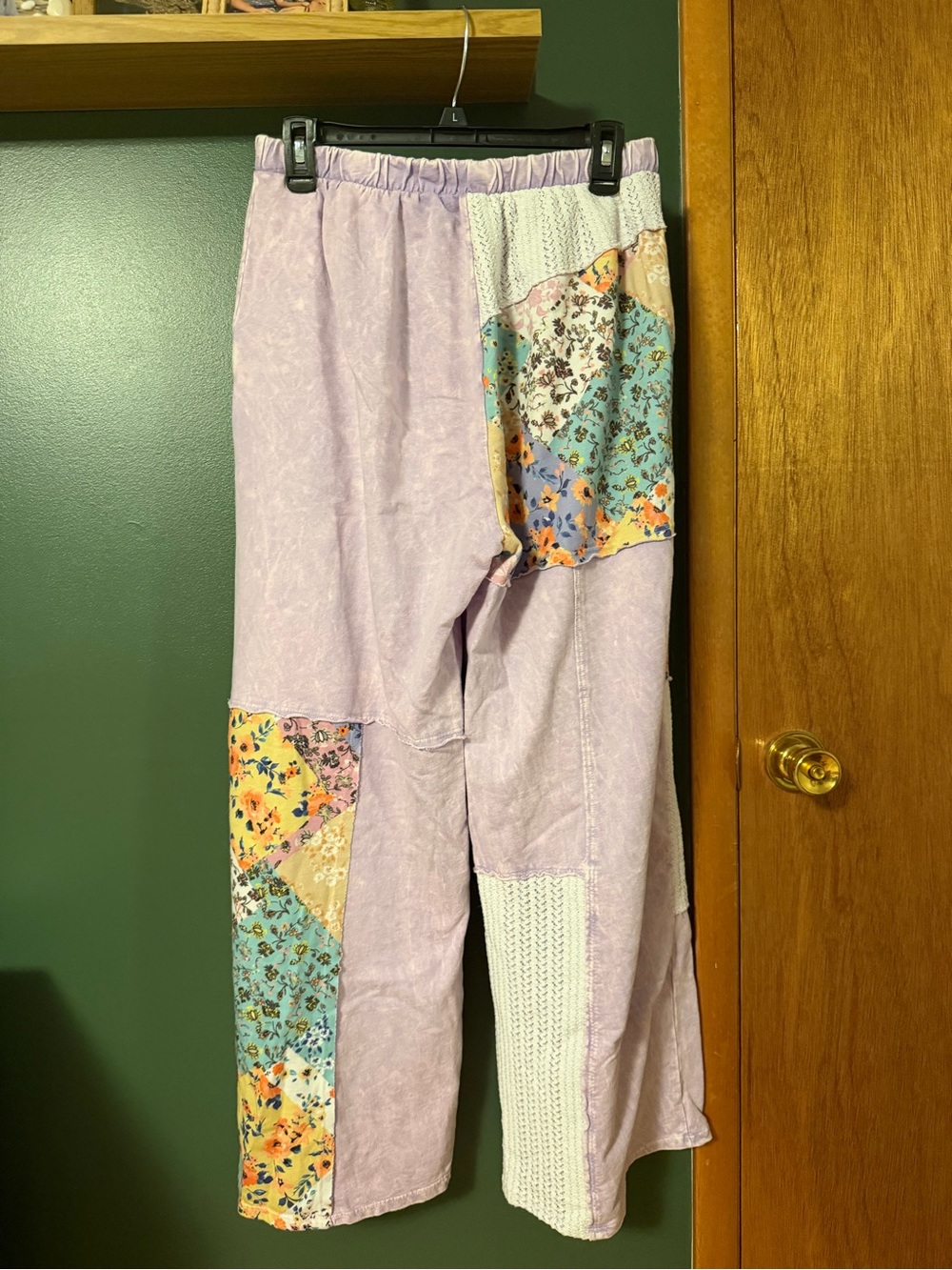 Boho Lavender Patchwork Wide-Leg Pants - Picture 3 of 5